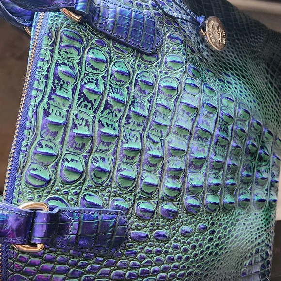Brahmin Iridescent Blue and Green Shoulder Bag - Picture 3 of 11